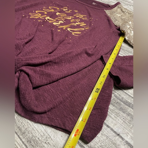 Women’s size 18/20 (XXL) CATO ‘Tis the Season To Sparkle Maroon Red Long Sleeve - Picture 3 of 7